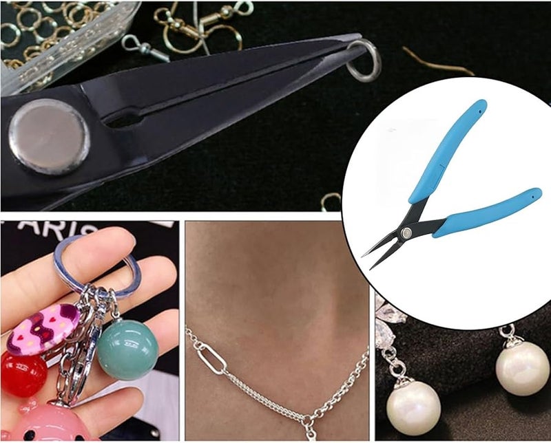 كماشة سلسلة الأنف طرف ناعم مقبض غير قابل للانزلاق مقاوم للصدأ أداة صنع المجوهرات الزرقاء - Image 2